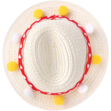 Pom-Pom Straw Sun Hat | 18" Doll Accessory