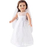 White Lace Wedding Dress & Veil for 18" Doll