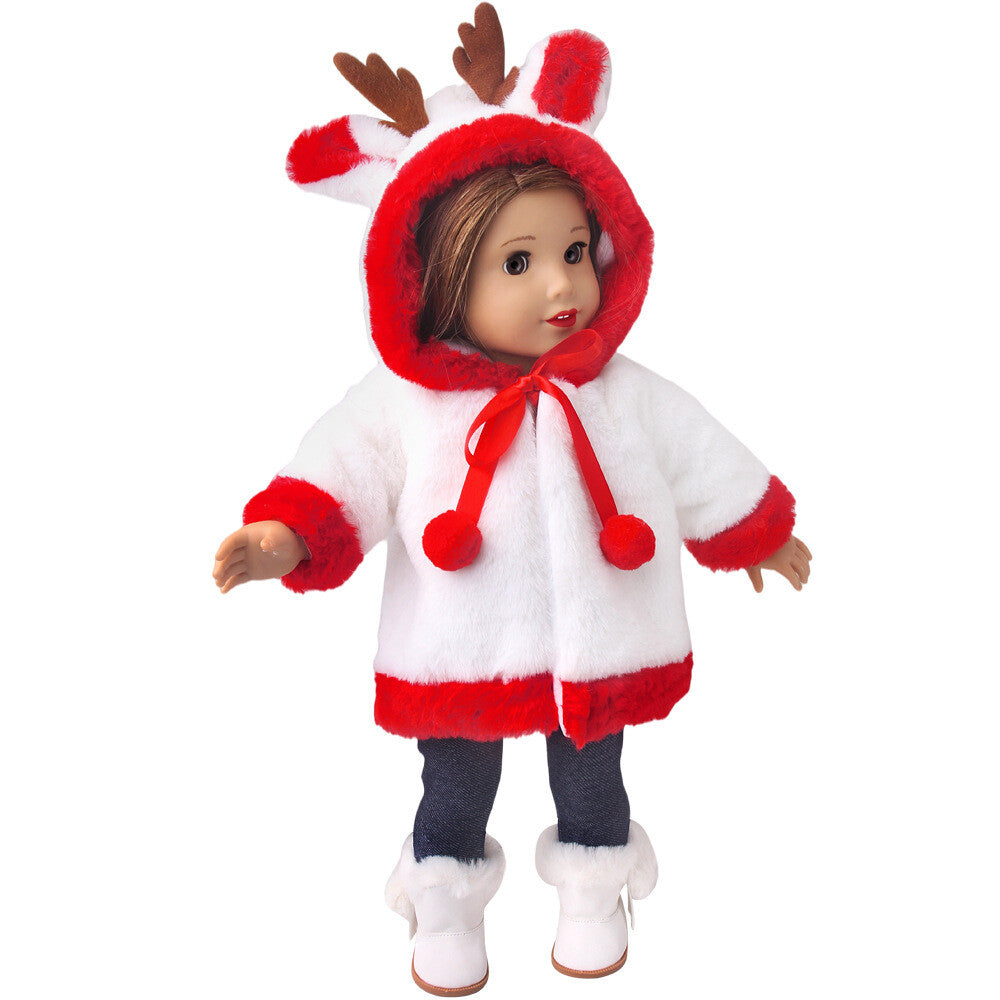 Christmas Reindeer Plush Coat for 18" Dolls Winter Clothes