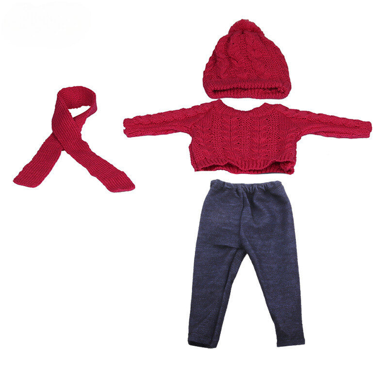 Winter Christmas Skating Outfit Set for 18" Dolls Clothes