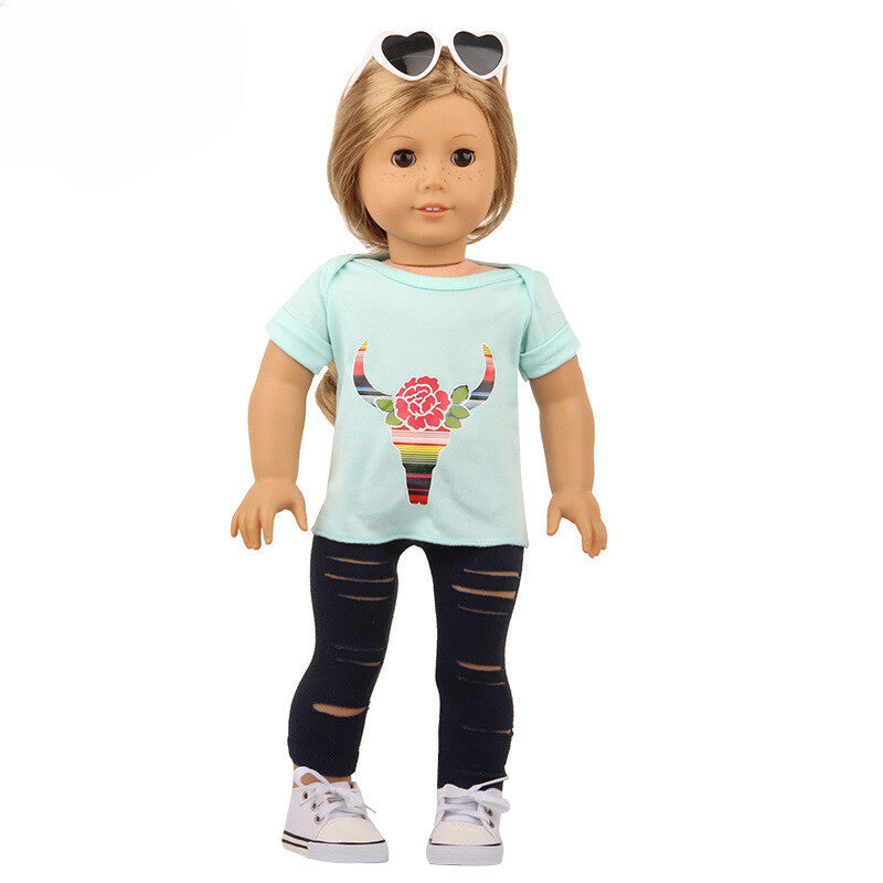 Bull Horn Totem T-Shirt & Pants Set | 18" Doll Casual Outfit