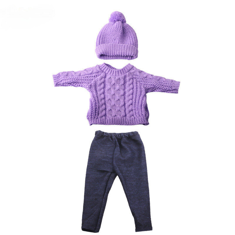 Winter Christmas Skating Outfit Set for 18" Dolls Clothes