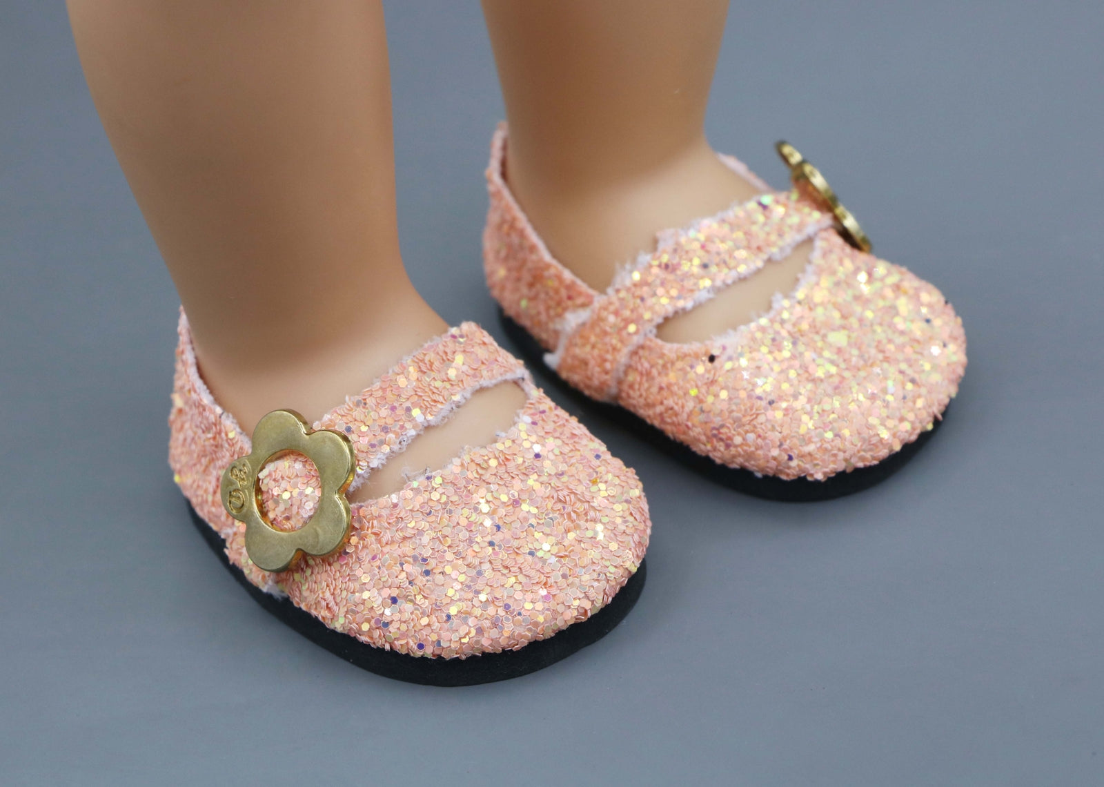 Pink Sequin Mary Jane Flats made for 18'' doll shoes