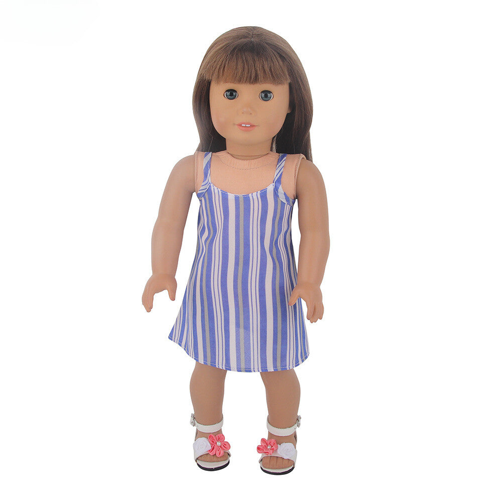 Blue & White Striped Camisole Nightgown | 18" Doll Pajamas