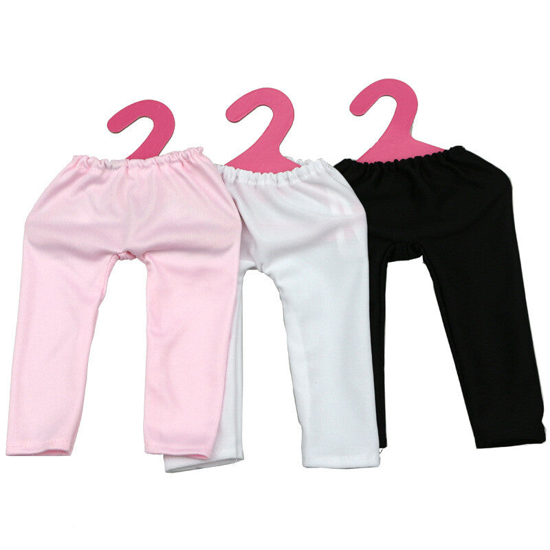 3-Color Tight Leggings for 18" Doll - White, Black & Pink