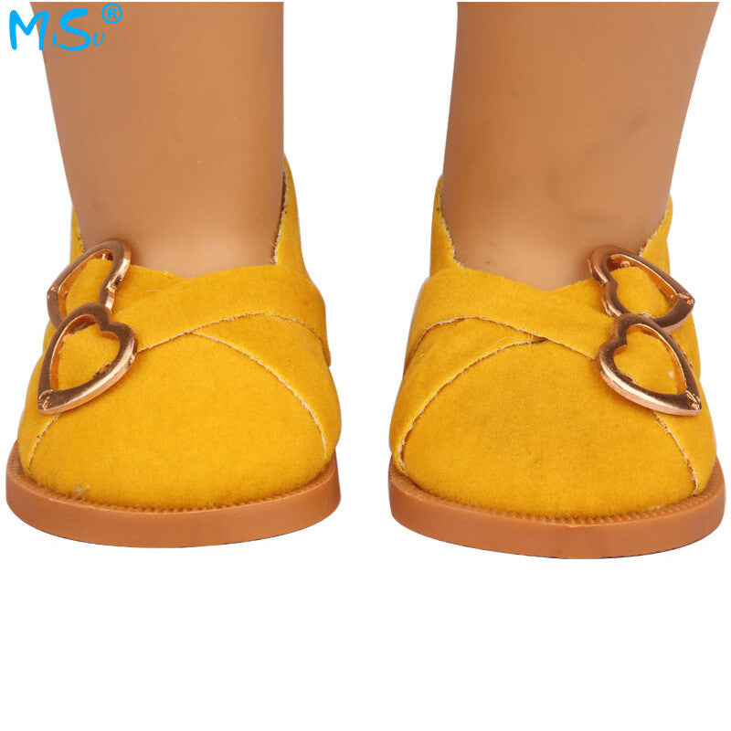 Faux Suede Double Heart Flats for 18" Dolls (Multiple Colors)
