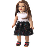 White Top & Black Sequin Skirt Party Outfit | 18" Doll