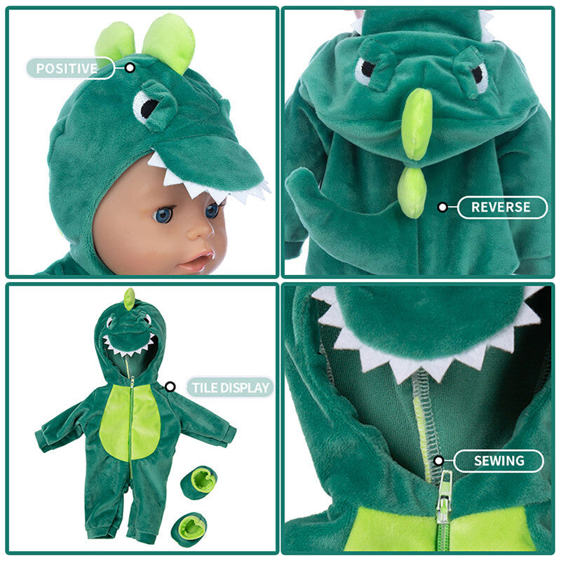 Animal Onesie Pajamas & Slippers for 18" Dolls Sleepover Clothes