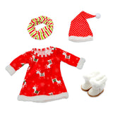 18" Doll Christmas Dress Outfit Set with Hat & Scarf (3 Styles)