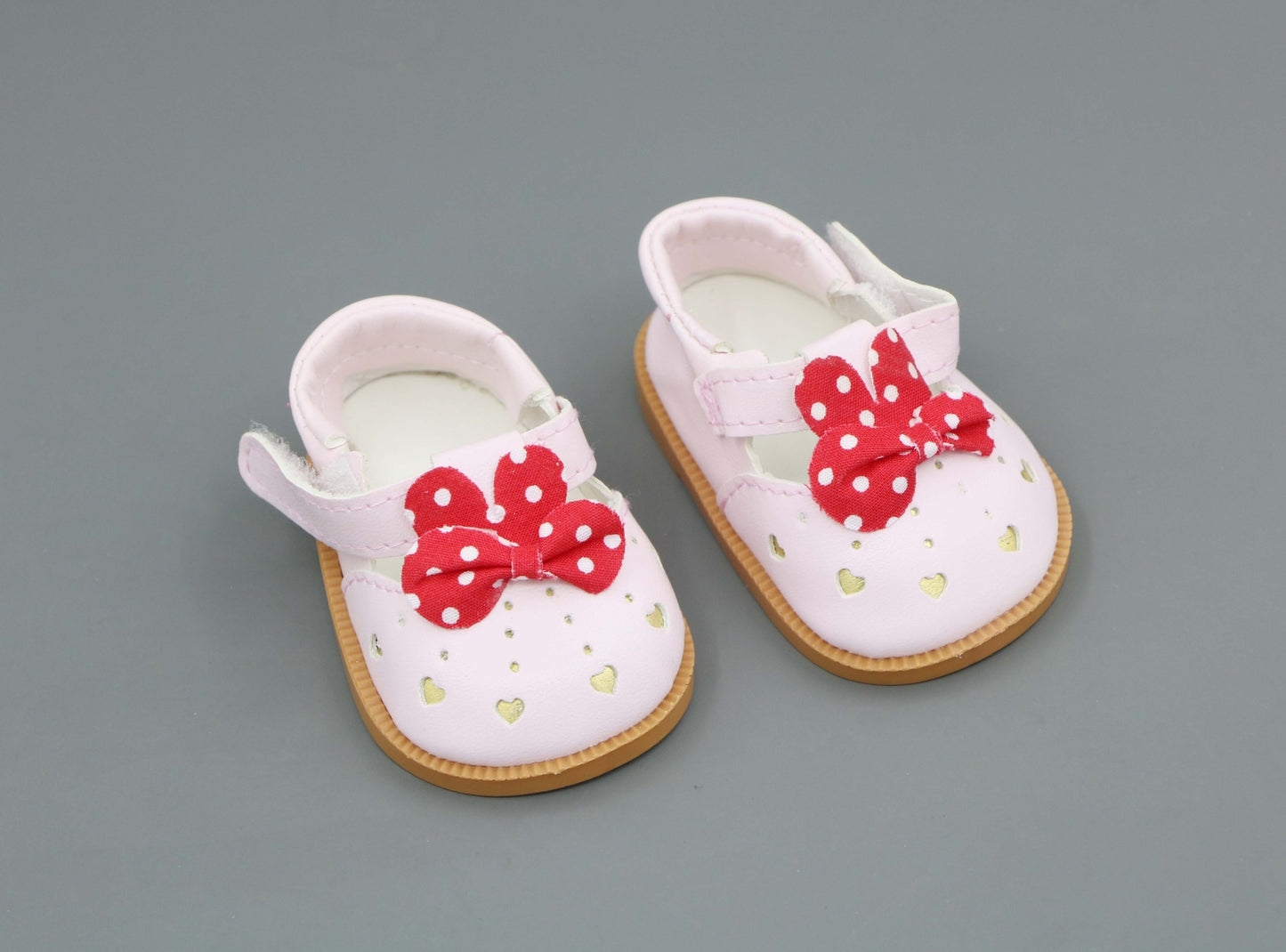 Pink Bow Accent White Flats for 18" shoes