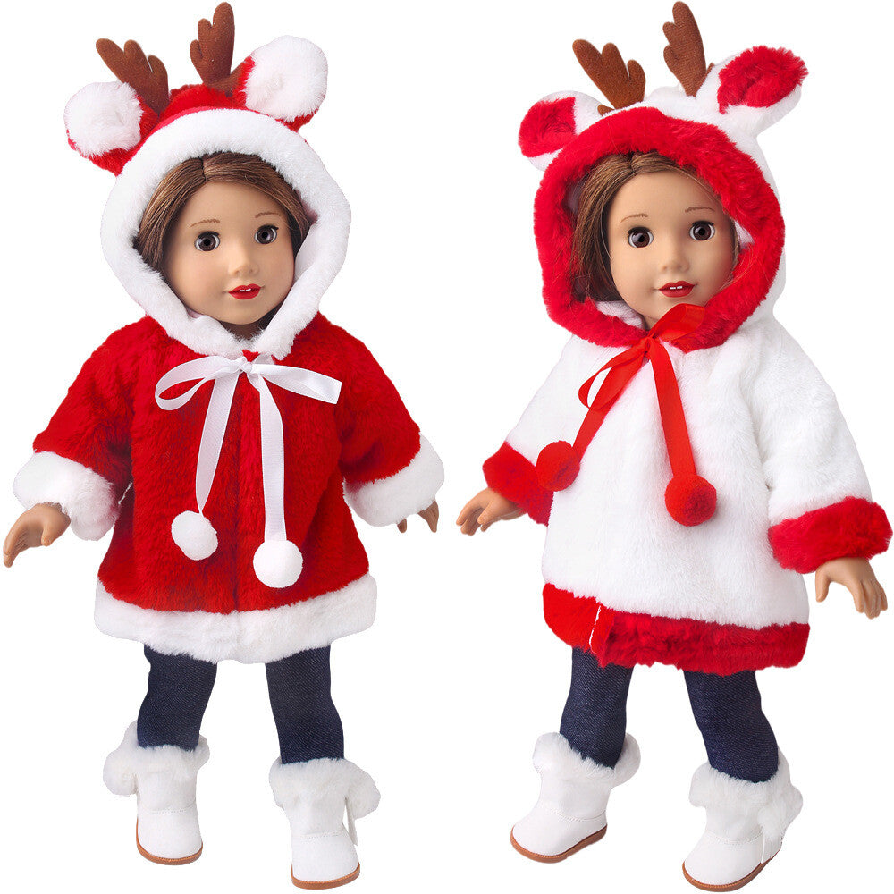 Christmas Reindeer Plush Coat for 18" Dolls Winter Clothes