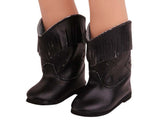 Black Fringe Leather Boots for 18" Doll shoes