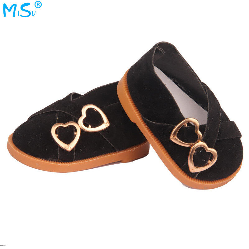 Faux Suede Double Heart Flats for 18" Dolls (Multiple Colors)