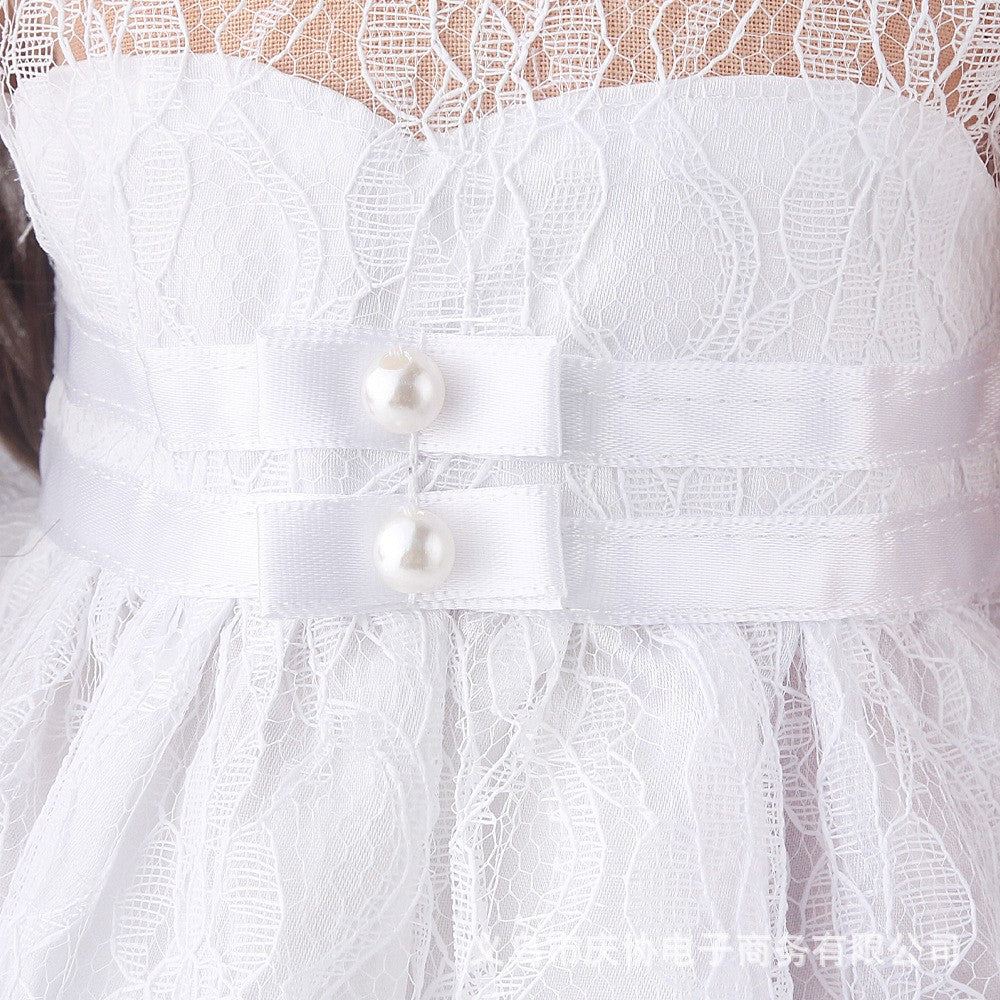 White Lace Wedding Dress & Veil for 18" Doll