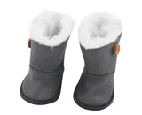 Dark Gray Fur-Lined Snow Boots for 18" Doll - Winter Doll Shoes