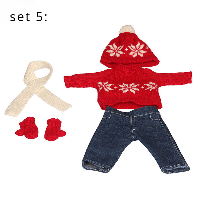 Christmas Skating Outfit Set for 18" Dolls Winter Clothes