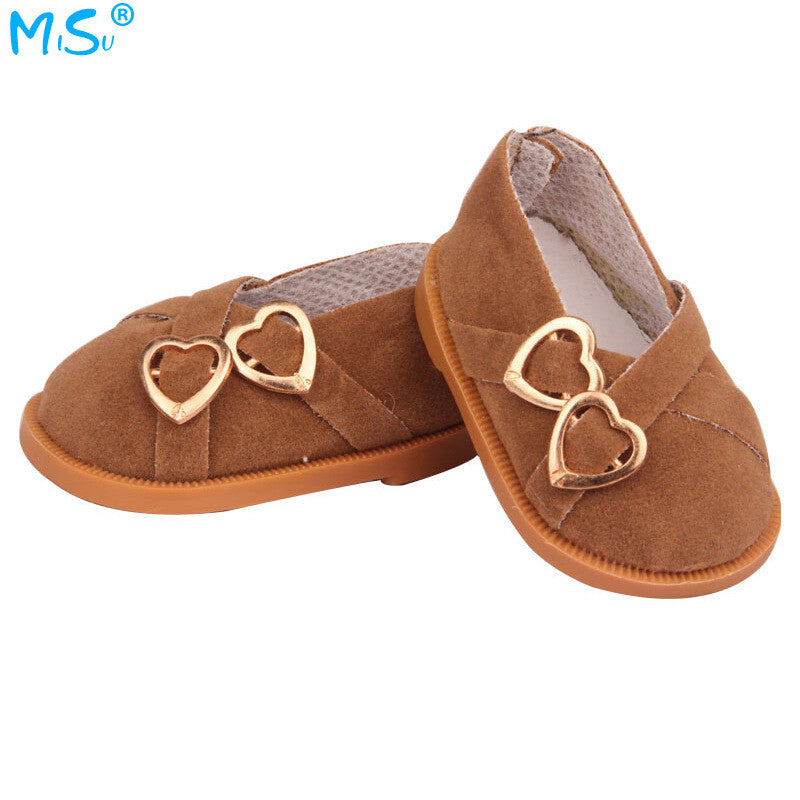 Faux Suede Double Heart Flats for 18" Dolls (Multiple Colors)
