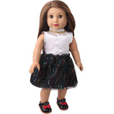 White Top & Black Sequin Skirt Party Outfit | 18" Doll