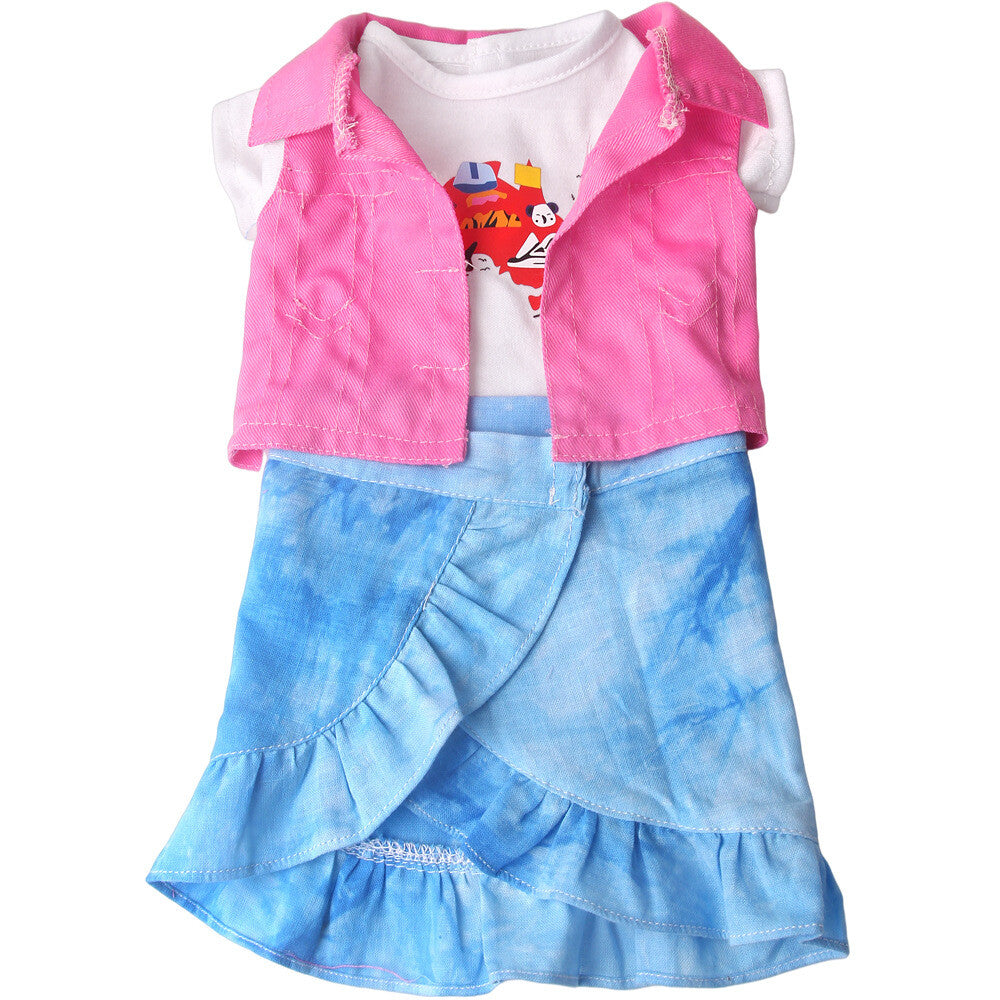 3-Piece Party Outfit: T-Shirt + Vest + Skirt | 18'' Doll