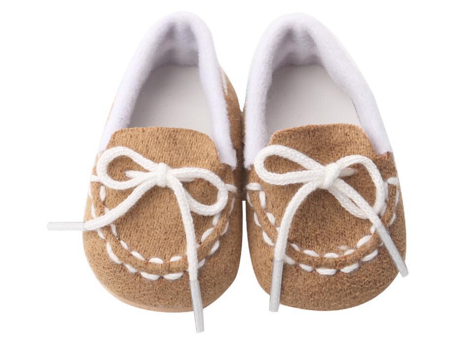 Cute Brown Cotton Lace-Up Shoes made for 18'' doll