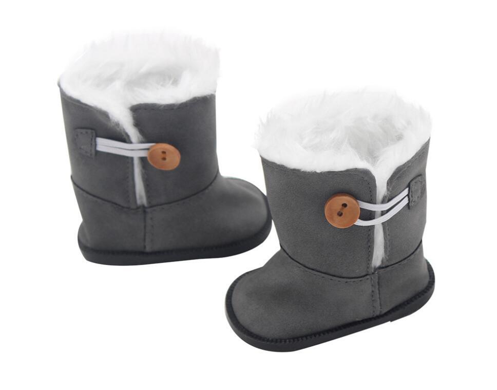 Dark Gray Fur-Lined Snow Boots for 18" Doll - Winter Doll Shoes
