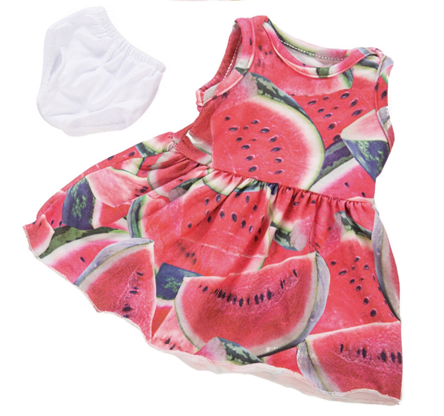 Watermelon Print Dress & Underwear Set | 18"  Doll Outfit