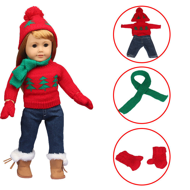 Christmas Skating Outfit Set for 18" Dolls Winter Clothes