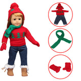 Christmas Skating Outfit Set for 18" Dolls Winter Clothes