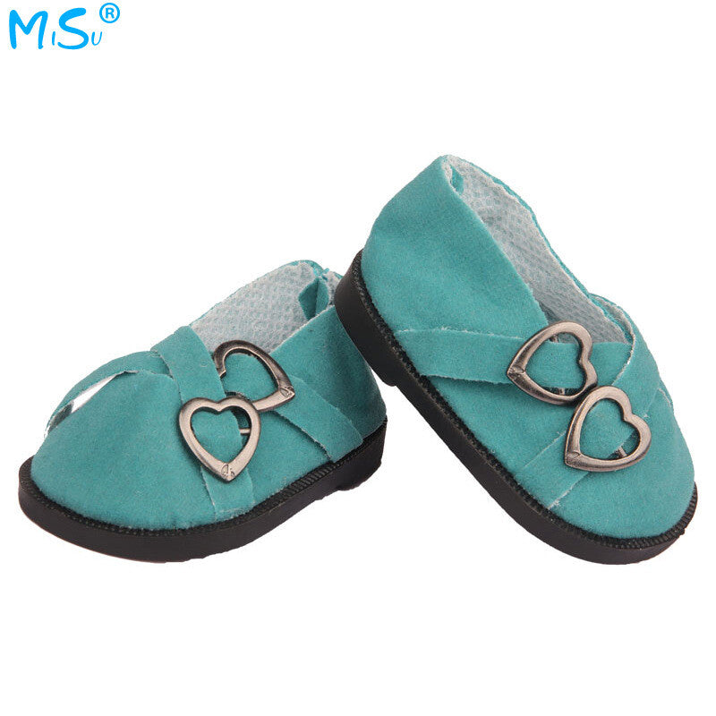 Faux Suede Double Heart Flats for 18" Dolls (Multiple Colors)