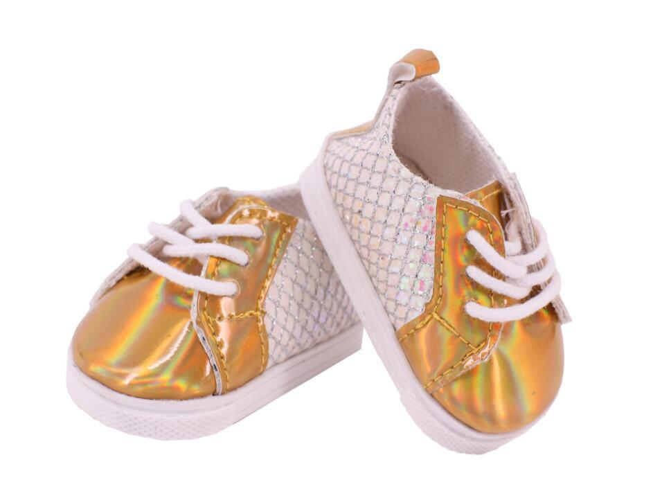 Shiny Golden Tie Flats for 18" Doll | Dress Up & Pretend Play Doll Shoes