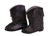 Black Fringe Leather Boots for 18" Doll shoes