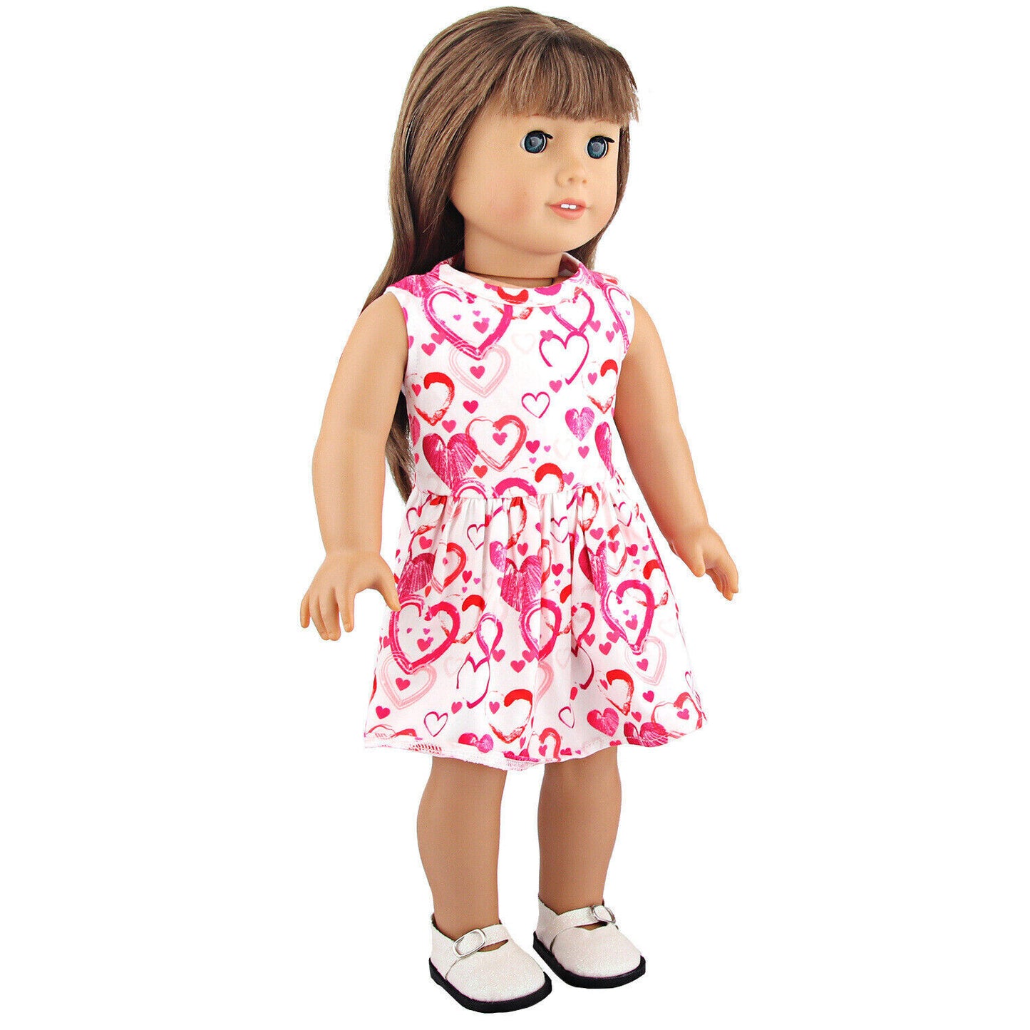 Pink Heart Pattern Party Dress | 18" Doll Clothes