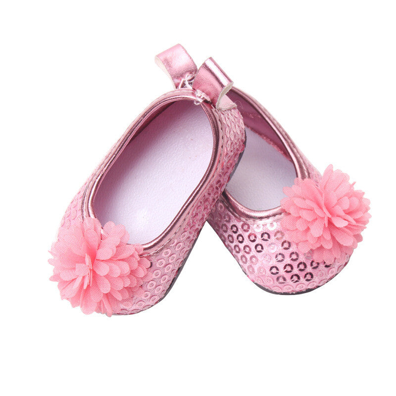 Sequin Flower Slip-On Flats for 18" Dolls