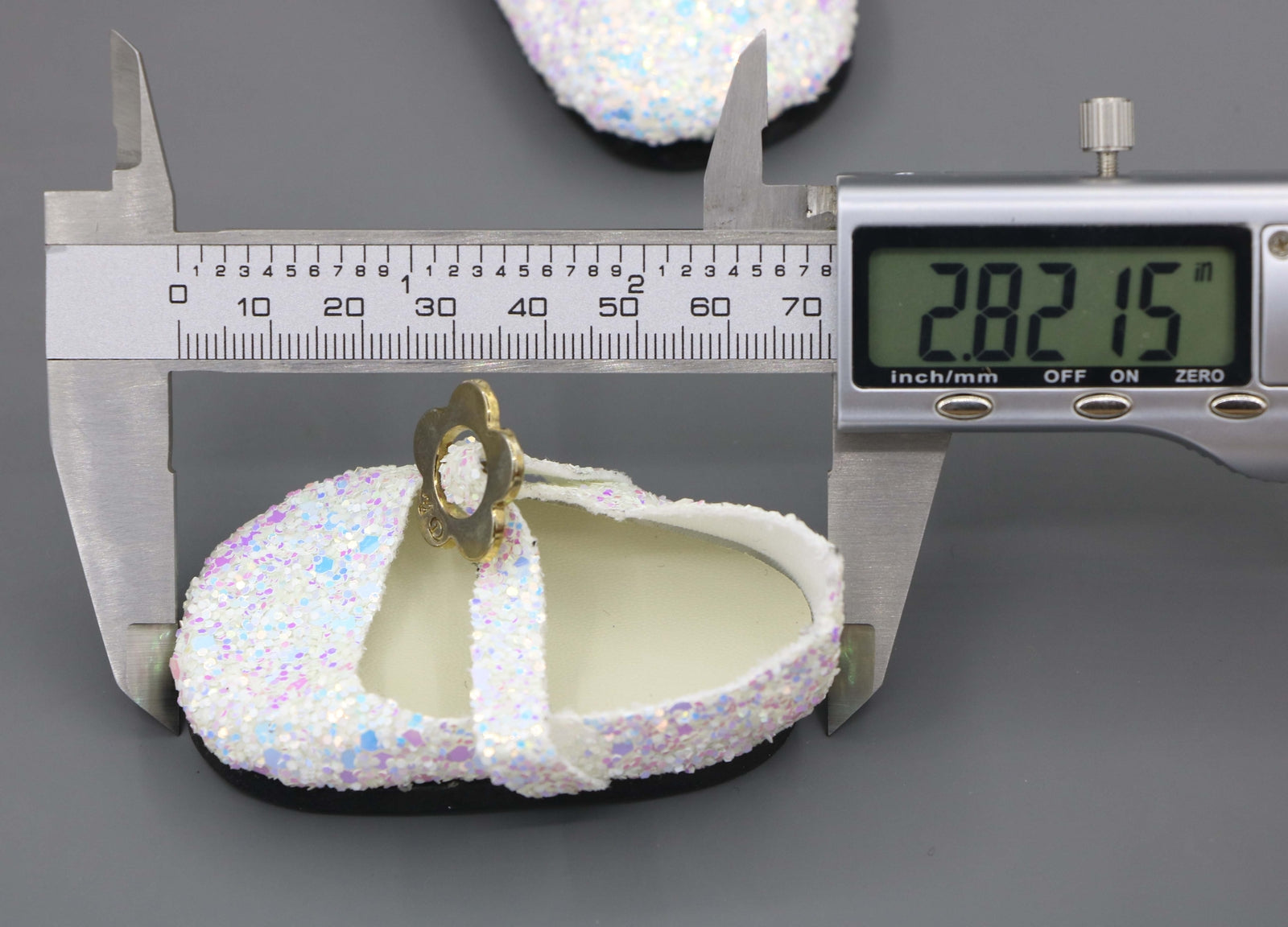White Sequin Mary Jane Flats made for 18'' doll shoes