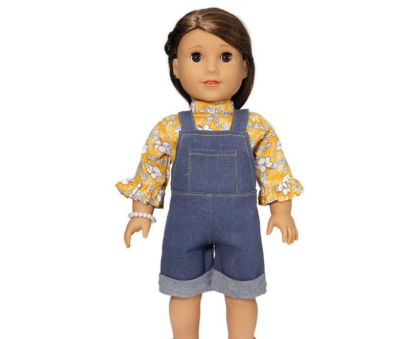 3-Piece Denim Camisole Outfit with Shirt & Bracelet for 18" Doll