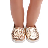 Sparkly Sequin Slip-On Sneakers for 18"  Doll shoes footwear