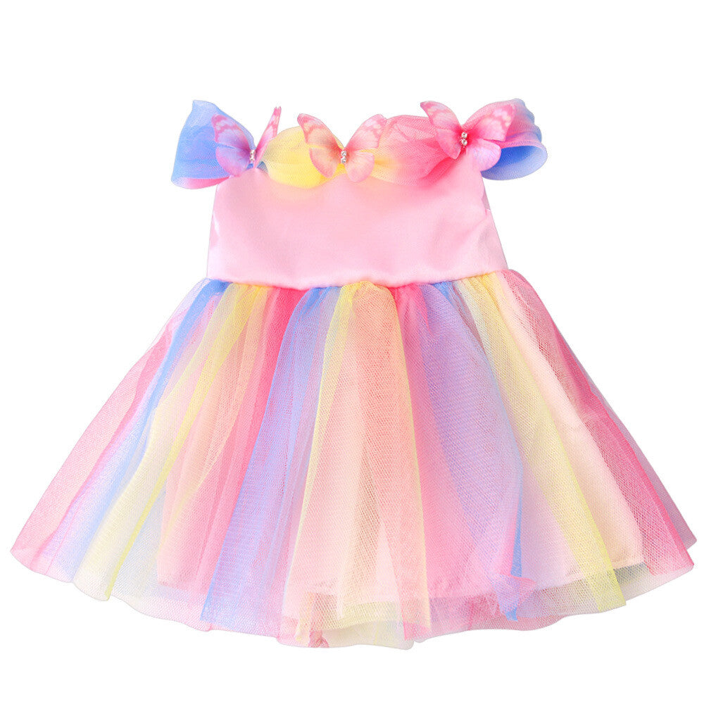 Pink Butterfly Mesh Party Dress | 18" Doll Outfit