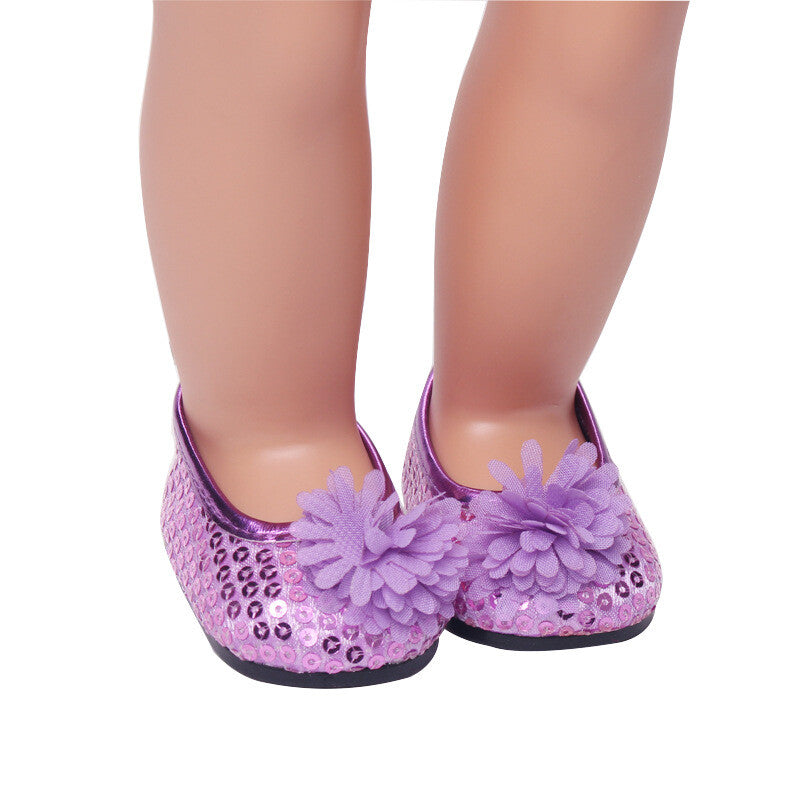 Sequin Flower Slip-On Flats for 18" Dolls