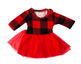 Red Plaid Tulle Dress | 18" Doll Outfit