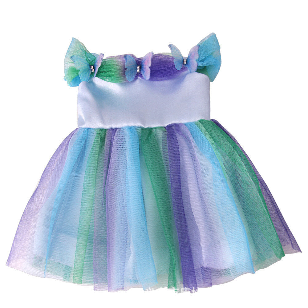Pink Rainbow Butterfly Mesh Party Dress | 18" Doll Outfit