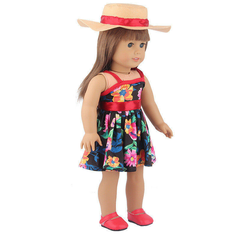 Floral Print Summer Dress & Sun Hat Set | 18" Doll