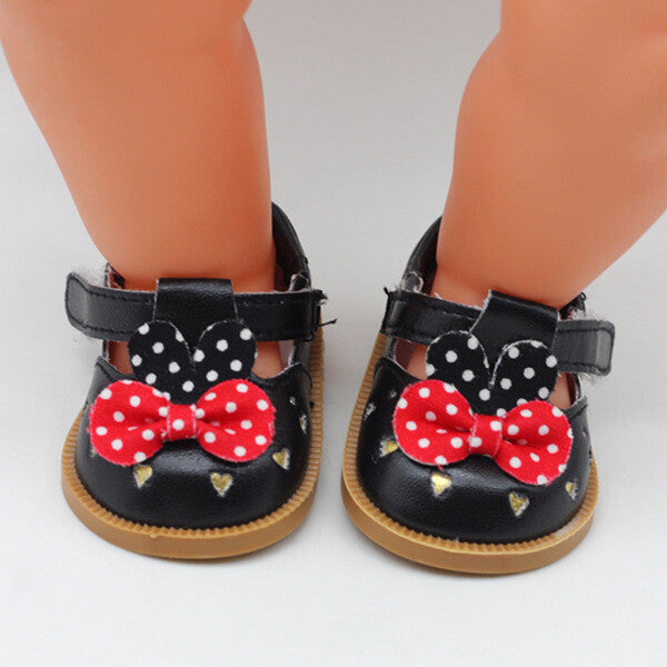 Cartoon Minnie-Style Leather Shoes for 18" Doll | Mary Jane Flats