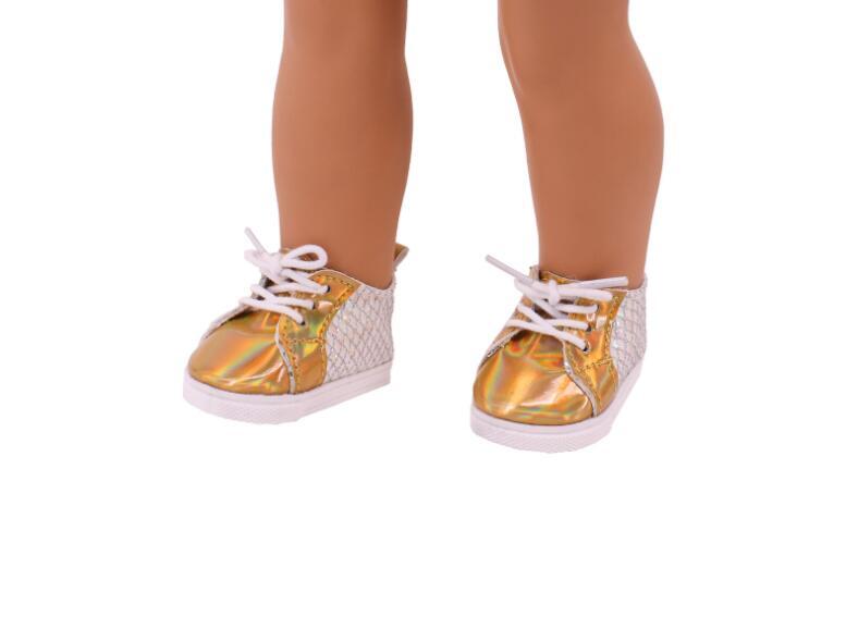 Shiny Golden Tie Flats for 18" Doll | Dress Up & Pretend Play Doll Shoes