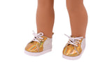 Shiny Golden Tie Flats for 18" Doll | Dress Up & Pretend Play Doll Shoes