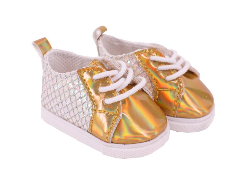 Shiny Golden Tie Flats for 18" Doll | Dress Up & Pretend Play Doll Shoes