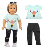 Bull Horn Totem T-Shirt & Pants Set | 18" Doll Casual Outfit