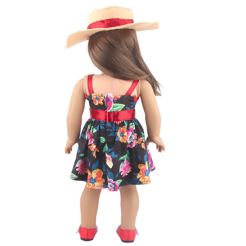 Flower dress & hat made for 18'' doll summer clothes