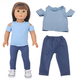 Gray t-shirt Top & pants set made for 18'' doll outfit clothes