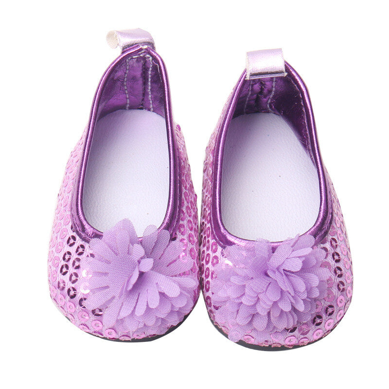 Sequin Flower Slip-On Flats for 18" Dolls