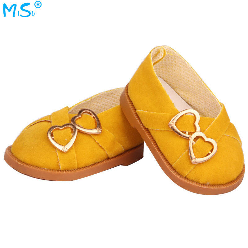 Faux Suede Double Heart Flats for 18" Dolls (Multiple Colors)